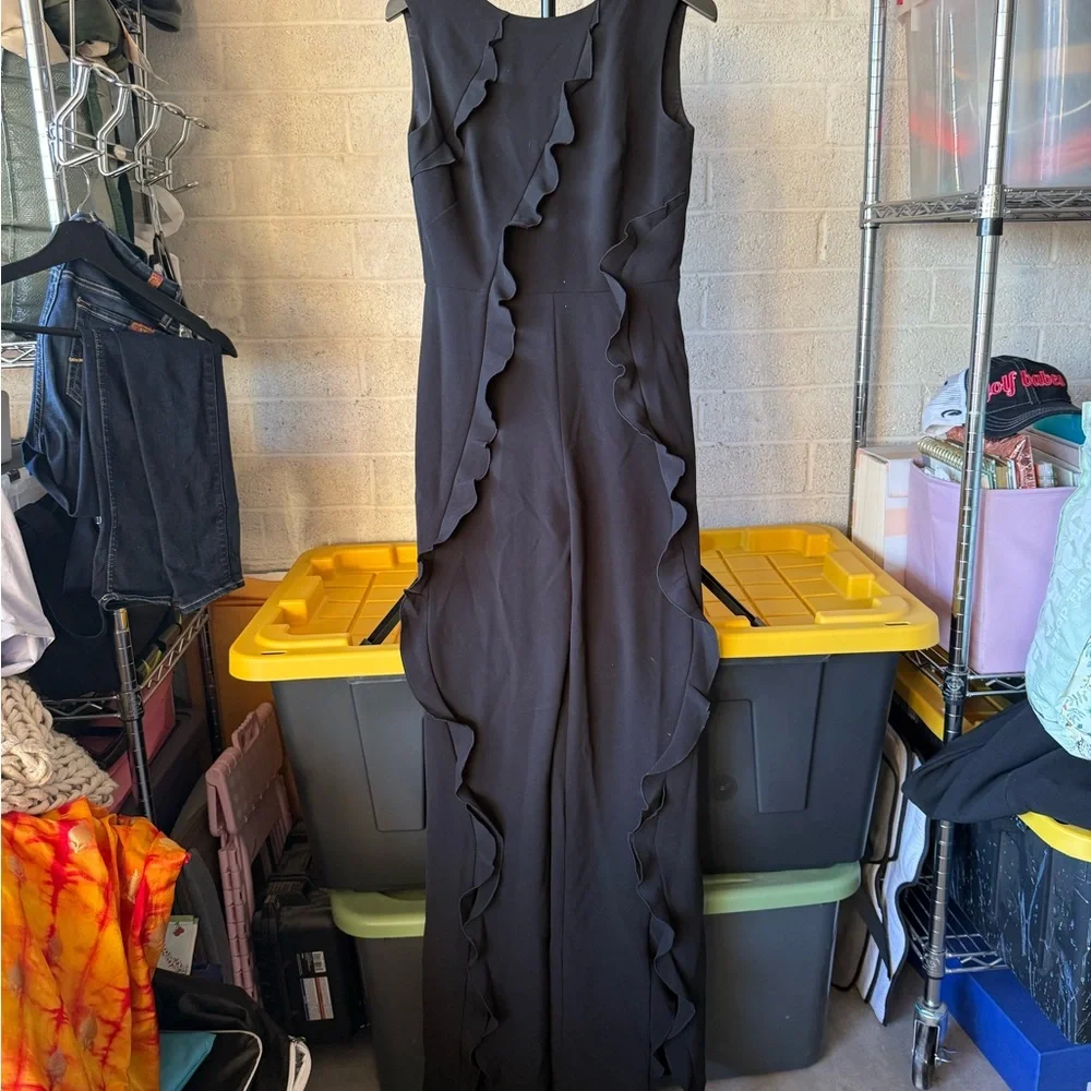 SALONI Black Ruffle Detail Jumpsuit - Picture 4 of 6